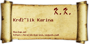 Králik Karina névjegykártya
